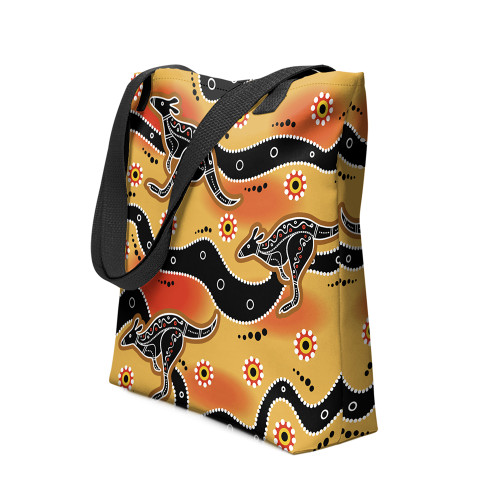 Indigenous Australian Aboriginal Tote Bag Dancing Kangaroos Dreaming