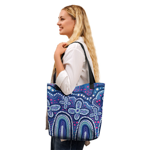 Indigenous Australian Aboriginal Tote Bag Desert Blooming Dreams Indigenous Australian Aboriginal Tote Bag Desert Blooming Dreams