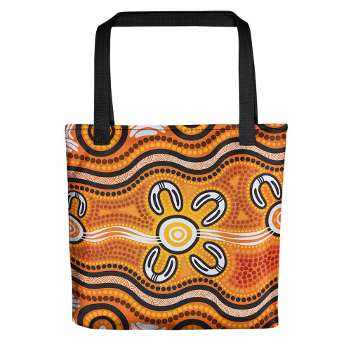 Indigenous Australian Aboriginal Tote Bag Desert Gathering Flow Indigenous Australian Aboriginal Tote Bag Desert Gathering Flow