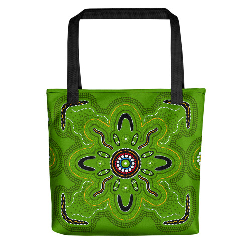 Indigenous Australian Aboriginal Tote Bag Dreaming Circle Green Country Indigenous Australian Aboriginal Tote Bag Dreaming Circle Green Country