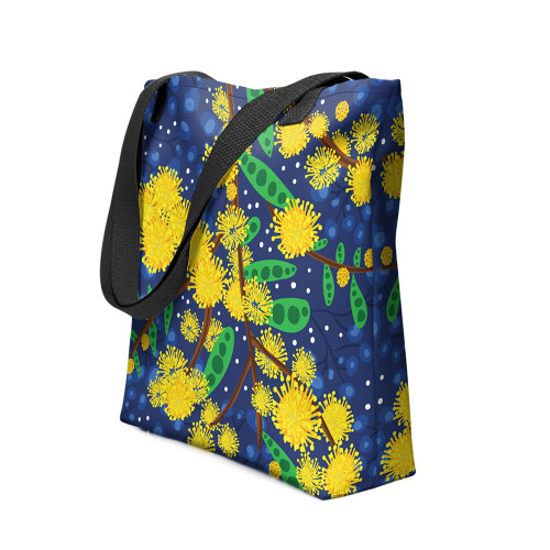 Indigenous Australian Aboriginal Tote Bag Golden Wattle Dreaming