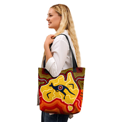Indigenous Australian Aboriginal Tote Bag Kangaroo Journey Through Country Indigenous Australian Aboriginal Tote Bag Kangaroo Journey Through Country