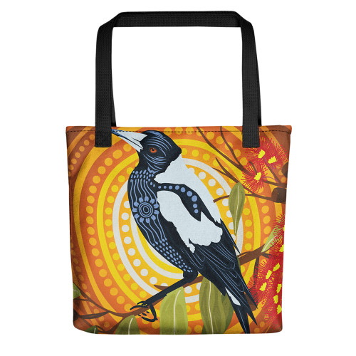 Indigenous Australian Aboriginal Tote Bag Magpie Song In The Sun Dreaming Indigenous Australian Aboriginal Tote Bag Magpie Song In The Sun Dreaming