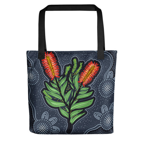 Indigenous Australian Aboriginal Tote Bag Night Bloom Banksia Indigenous Australian Aboriginal Tote Bag Night Bloom Banksia