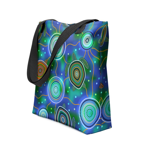 Indigenous Australian Aboriginal Tote Bag Turtles of the Dreaming Sea