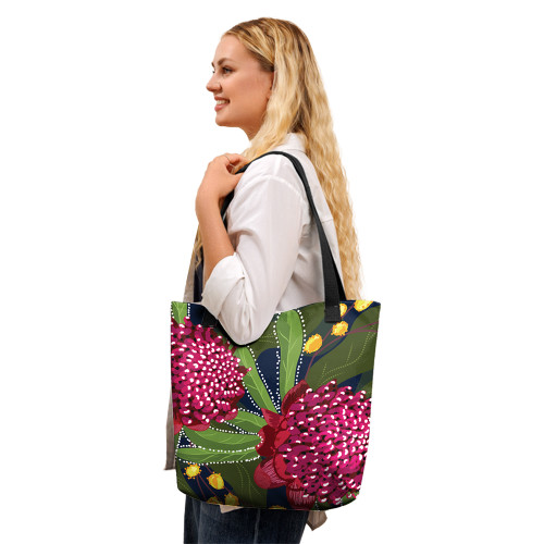Indigenous Australian Aboriginal Tote Bag Twilight Waratah Bloom Indigenous Australian Aboriginal Tote Bag Twilight Waratah Bloom