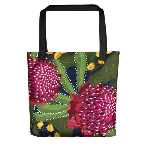 Indigenous Australian Aboriginal Tote Bag Twilight Waratah Bloom Indigenous Australian Aboriginal Tote Bag Twilight Waratah Bloom