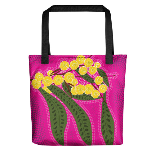 Indigenous Australian Aboriginal Tote Bag Wattle Bloom In Pink Sky Indigenous Australian Aboriginal Tote Bag Wattle Bloom In Pink Sky