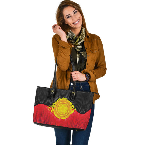 Indigenous Australian Aboriginal Leather Tote Bag Aboriginal Pride Radiance Indigenous Australian Aboriginal Leather Tote Bag Aboriginal Pride Radiance