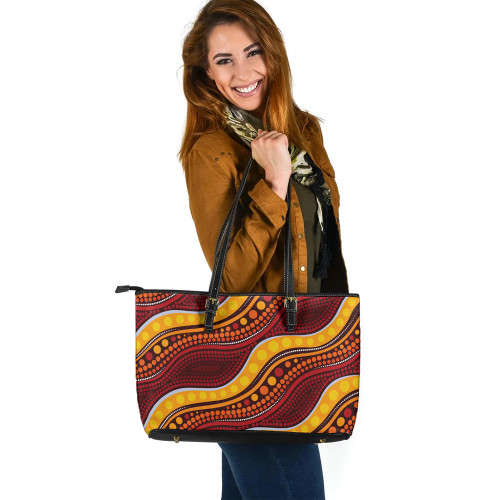 Indigenous Australian Aboriginal Leather Tote Bag Burning Land Pulse Indigenous Australian Aboriginal Leather Tote Bag Burning Land Pulse