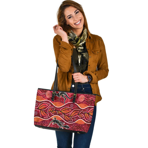 Indigenous Australian Aboriginal Leather Tote Bag Dancing With Fire Spirits Indigenous Australian Aboriginal Leather Tote Bag Dancing With Fire Spirits