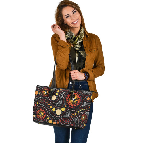 Indigenous Australian Aboriginal Leather Tote Bag Dreamtime Pathways Indigenous Australian Aboriginal Leather Tote Bag Dreamtime Pathways