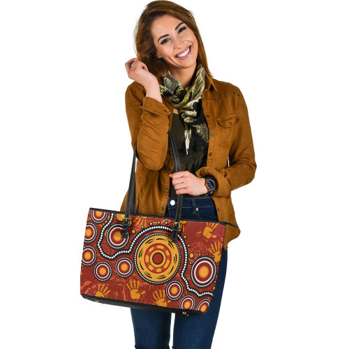Indigenous Australian Aboriginal Leather Tote Bag Echoes Of The Land Indigenous Australian Aboriginal Leather Tote Bag Echoes Of The Land