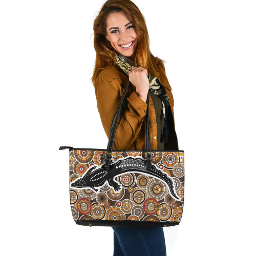 Indigenous Australian Aboriginal Leather Tote Bag Guardian Of The Circles