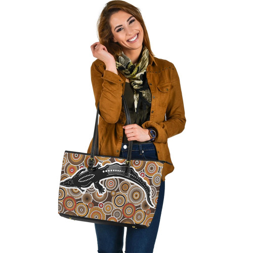 Indigenous Australian Aboriginal Leather Tote Bag Guardian Of The Circles