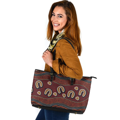 Indigenous Australian Aboriginal Leather Tote Bag Journey Through Country