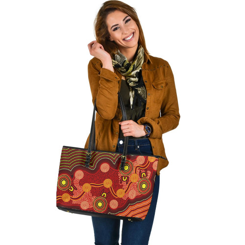 Indigenous Australian Aboriginal Leather Tote Bag Path Of Ancestors Indigenous Australian Aboriginal Leather Tote Bag Path Of Ancestors