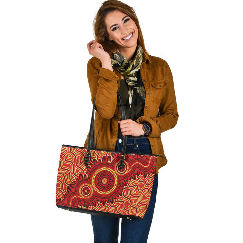 Indigenous Australian Aboriginal Leather Tote Bag Sacred Desert Echoes Indigenous Australian Aboriginal Leather Tote Bag Sacred Desert Echoes