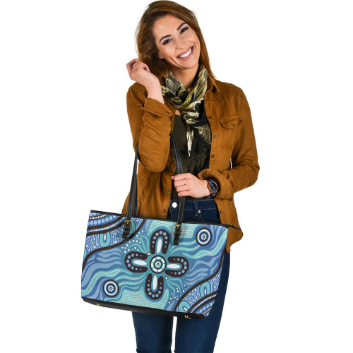 Indigenous Australian Aboriginal Leather Tote Bag Sacred Waters Of The Dreaming Indigenous Australian Aboriginal Leather Tote Bag Sacred Waters Of The Dreaming