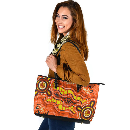 Indigenous Australian Aboriginal Leather Tote Bag Spirit Of The Outback