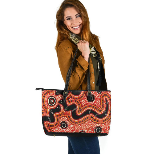Indigenous Australian Aboriginal Leather Tote Bag Wandering Spirits Indigenous Australian Aboriginal Leather Tote Bag Wandering Spirits