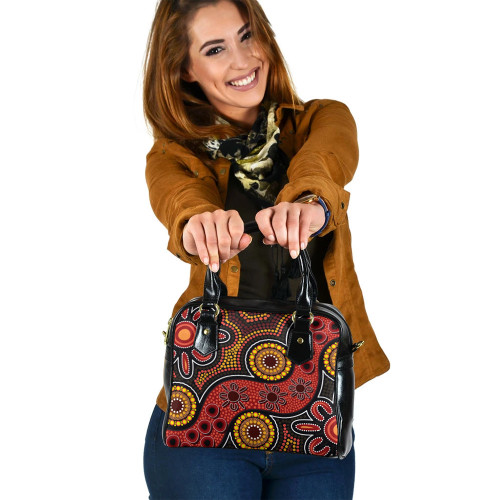 Indigenous Australian Aboriginal Shoulder Handbag Sacred Flower Path Indigenous Australian Aboriginal Shoulder Handbag Sacred Flower Path