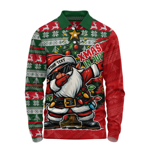 Australia Long Sleeve Polo Shirt Santa Dabs Down Under Xmas In July Edition