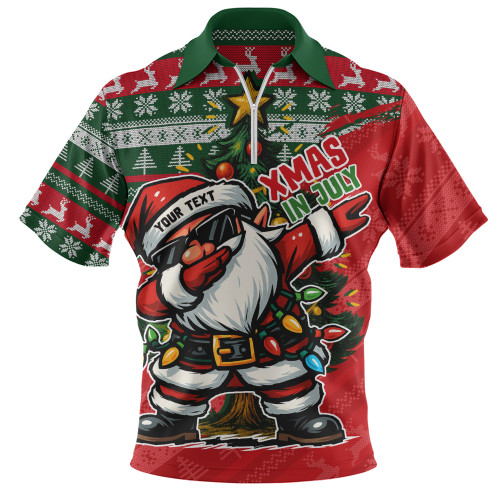 Australia Zip Polo Shirt Santa Dabs Down Under Xmas In July Edition