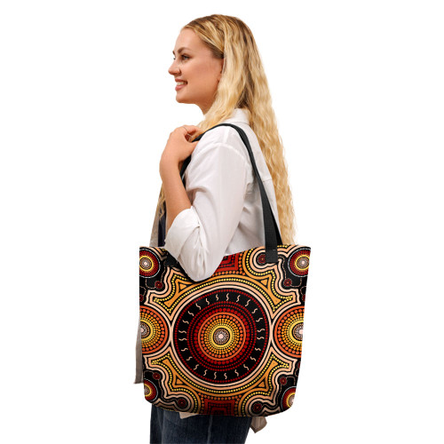 Indigenous Australian Aboriginal Tote Bag Aboriginal Circle Dreaming Radiates Ancestral Power