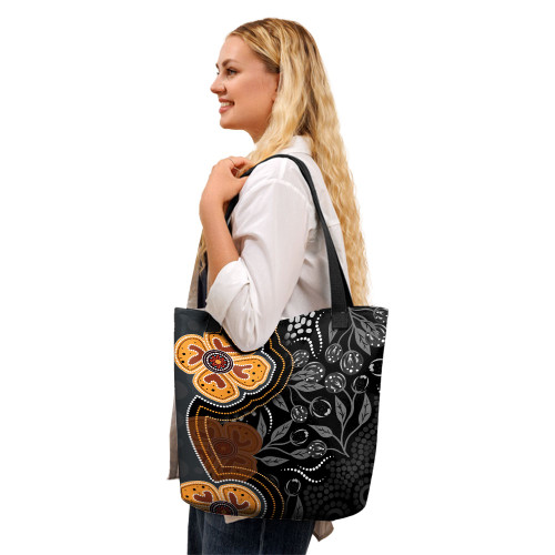 Indigenous Australian Aboriginal Tote Bag Aboriginal Dot Art With Bush Flowers Indigenous Australian Aboriginal Tote Bag Aboriginal Dot Art With Bush Flowers