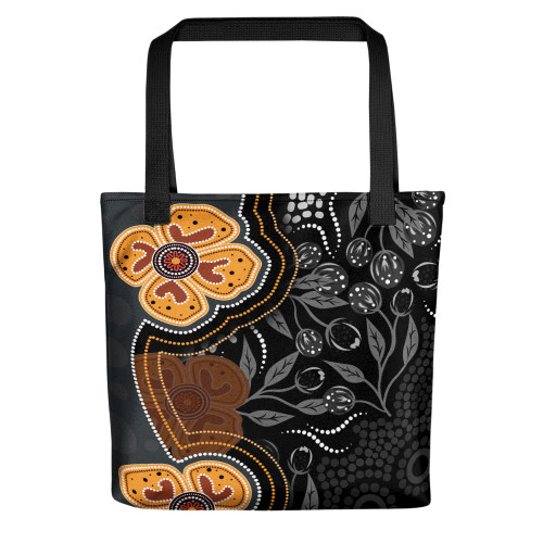 Indigenous Australian Aboriginal Tote Bag Aboriginal Dot Art With Bush Flowers Indigenous Australian Aboriginal Tote Bag Aboriginal Dot Art With Bush Flowers