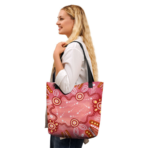 Indigenous Australian Aboriginal Tote Bag Aboriginal Dusty Pink Journey Of Floral Spirits Indigenous Australian Aboriginal Tote Bag Aboriginal Dusty Pink Journey Of Floral Spirits