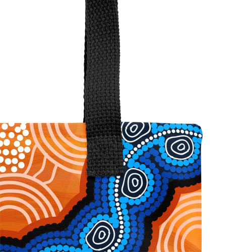 Indigenous Australian Aboriginal Tote Bag Aboriginal Flow Of Rivers And Sunset Dreaming Indigenous Australian Aboriginal Tote Bag Aboriginal Flow Of Rivers And Sunset Dreaming