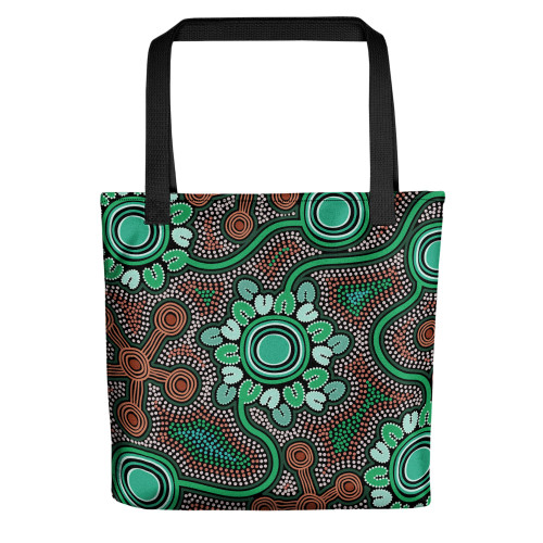 Indigenous Australian Aboriginal Tote Bag Aboriginal Green Dot Art Inspired Indigenous Australian Aboriginal Tote Bag Aboriginal Green Dot Art Inspired