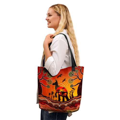 Indigenous Australian Aboriginal Tote Bag Aboriginal Indigenous Kangaroo With Dot Painting Pattern Indigenous Australian Aboriginal Tote Bag Aboriginal Indigenous Kangaroo With Dot Painting Pattern