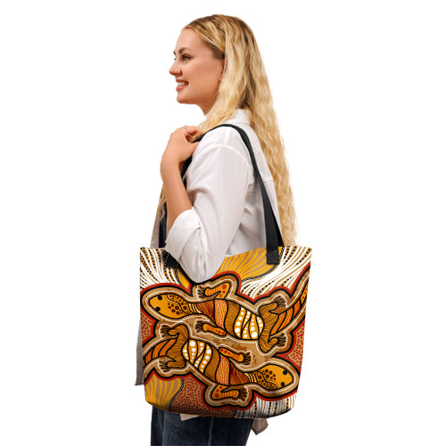 Indigenous Australian Aboriginal Tote Bag Aboriginal Lizards Journey Through Earthwave Paths Indigenous Australian Aboriginal Tote Bag Aboriginal Lizards Journey Through Earthwave Paths