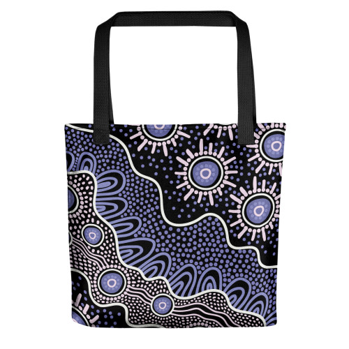 Indigenous Australian Aboriginal Tote Bag Aboriginal Starry Night With Flowing Riverlines Indigenous Australian Aboriginal Tote Bag Aboriginal Starry Night With Flowing Riverlines