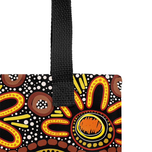 Indigenous Australian Aboriginal Tote Bag Aboriginal Sun Paths And Gathering Circles Flow Indigenous Australian Aboriginal Tote Bag Aboriginal Sun Paths And Gathering Circles Flow
