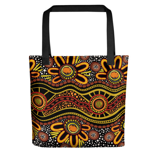 Indigenous Australian Aboriginal Tote Bag Aboriginal Sun Paths And Gathering Circles Flow Indigenous Australian Aboriginal Tote Bag Aboriginal Sun Paths And Gathering Circles Flow