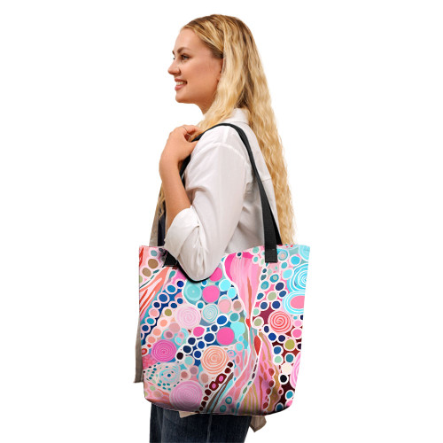 Indigenous Australian Aboriginal Tote Bag Australian Aboriginal Art Vivid Pastel Colours Indigenous Australian Aboriginal Tote Bag Australian Aboriginal Art Vivid Pastel Colours