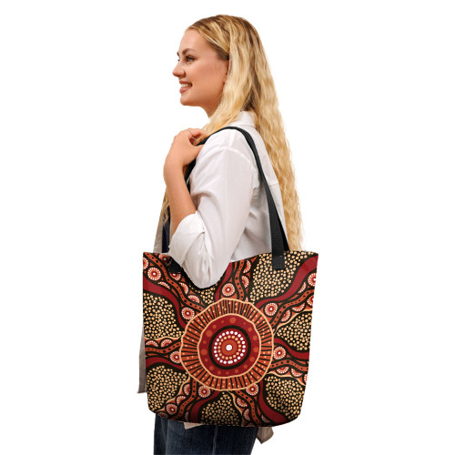 Indigenous Australian Aboriginal Tote Bag Brown Aboriginal Style Dot Painting