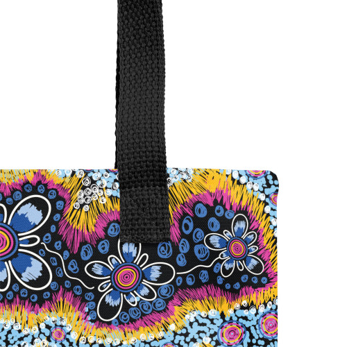 Indigenous Australian Aboriginal Tote Bag Dancing Petals Across Dreamwave Lines Sacred Indigenous Australian Aboriginal Tote Bag Dancing Petals Across Dreamwave Lines Sacred