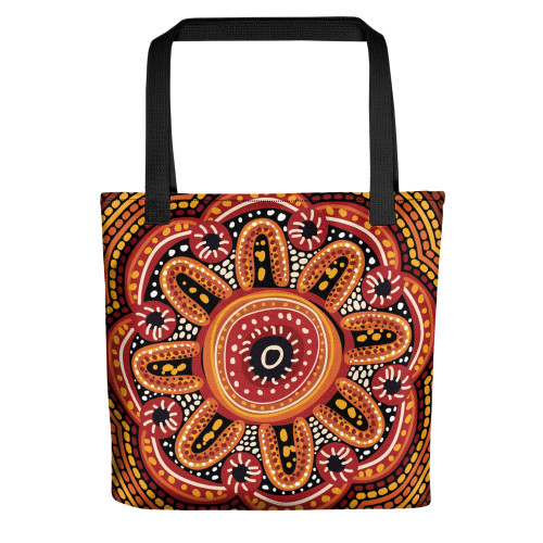 Indigenous Australian Aboriginal Tote Bag Desert Bloom Radiance In The Heart Of The Sun