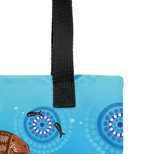 Indigenous Australian Aboriginal Tote Bag Mother And Baby Dugong Aboriginal Art Inspired