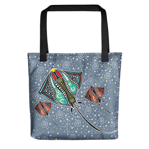 Indigenous Australian Aboriginal Tote Bag Stingray Art In Aboriginal Dot Style Inspired Indigenous Australian Aboriginal Tote Bag Stingray Art In Aboriginal Dot Style Inspired