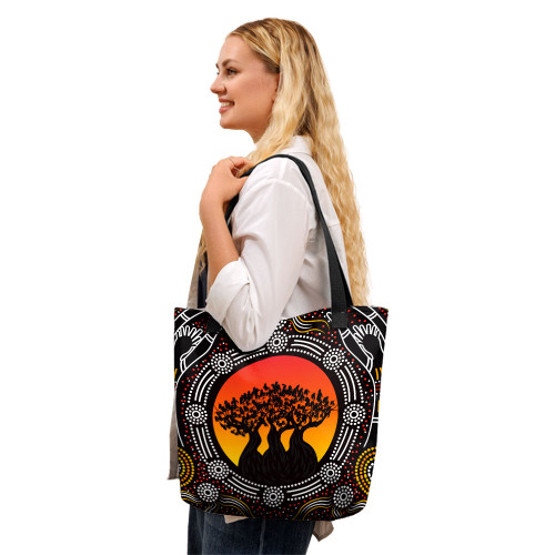 Indigenous Australian Aboriginal Tote Bag Sunset Blessings Beneath The Sacred Ancestor Trees Indigenous Australian Aboriginal Tote Bag Sunset Blessings Beneath The Sacred Ancestor Trees