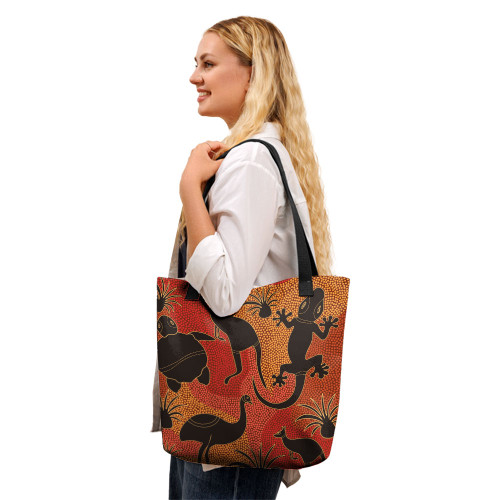 Indigenous Australian Aboriginal Tote Bag Wildlife Symbols Of The Dreamtime Land