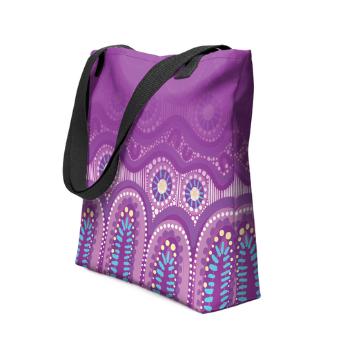 Indigenous Australian Aboriginal Tote Bag Dreamtime Landscape Dot Art