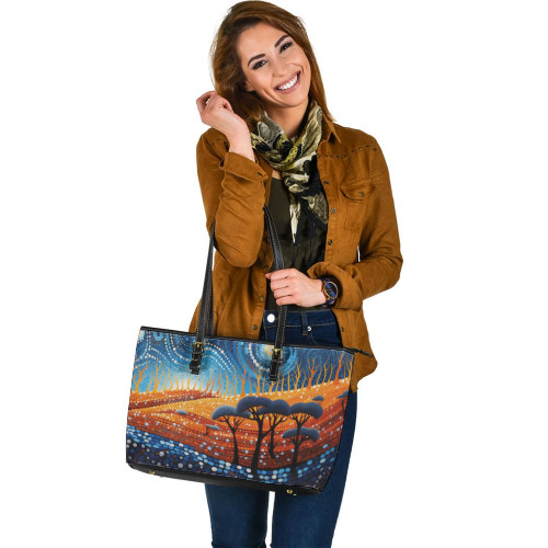 Indigenous Australian Aboriginal Leather Tote Bag Aboriginal Culture Indigenous Land Dot Painting Art Inspired