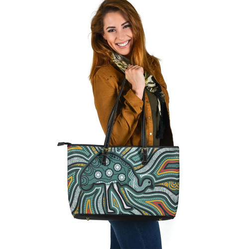 Indigenous Australian Aboriginal Leather Tote Bag Aboriginal Emu Dreaming Circle Energy Indigenous Australian Aboriginal Leather Tote Bag Aboriginal Emu Dreaming Circle Energy